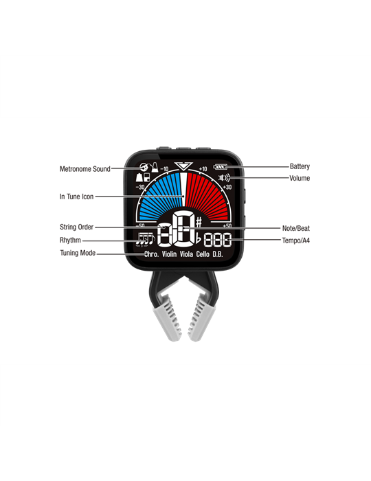 Metrónomo-Afinador Cherub WMT-665V Violín pinza