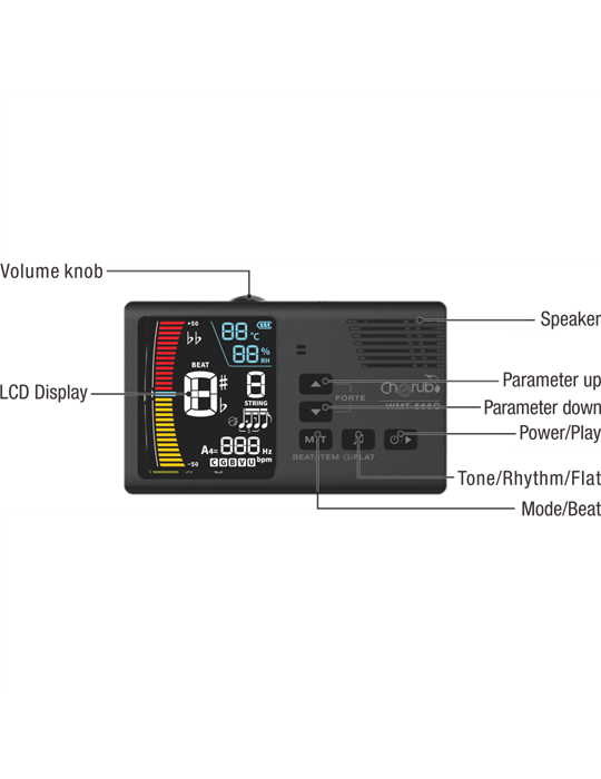 Metrónomo-Afinador Cherub WMT-565C con termohigrómetro