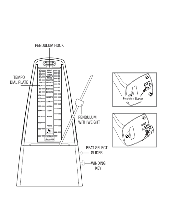 Metrónomo Mecánico Cherub WSM-330 Negro