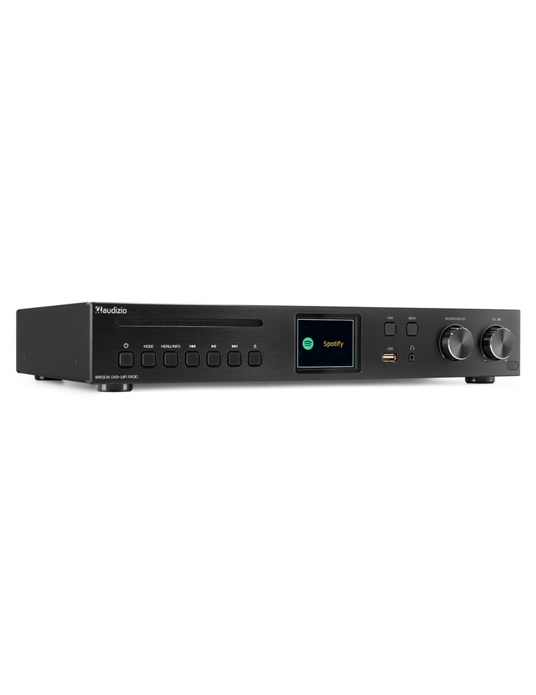 Brescia Receptor de Internet con Amplicador, DAB+ y reproductor CD Negro