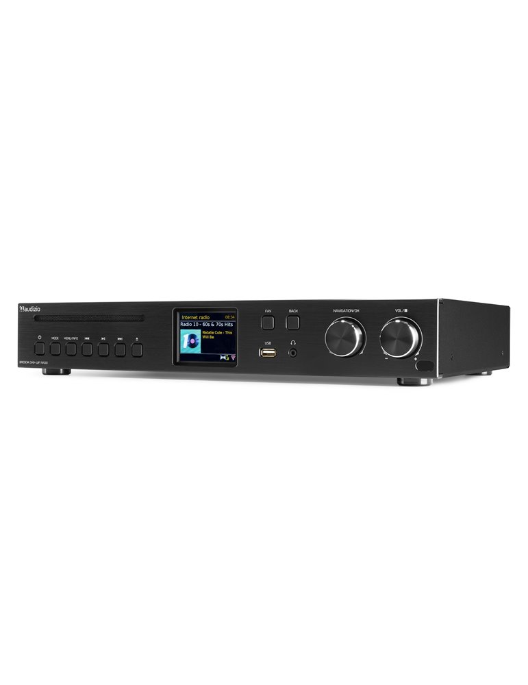 Brescia Receptor de Internet con Amplicador, DAB+ y reproductor CD Negro
