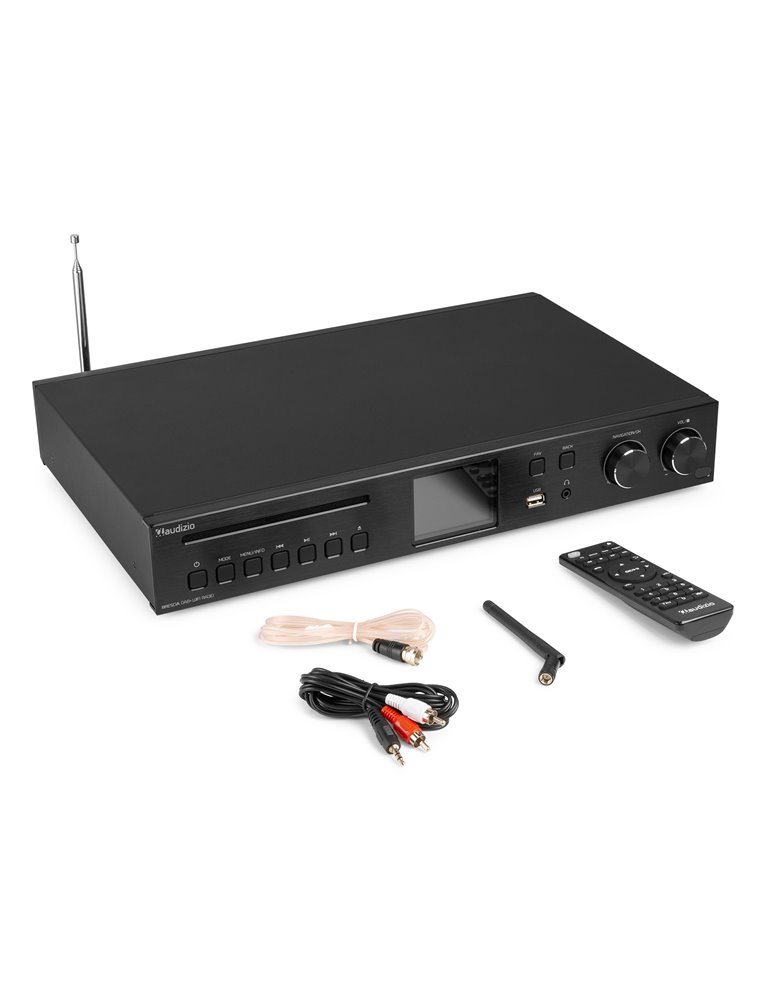 Brescia Receptor de Internet con Amplicador, DAB+ y reproductor CD Negro