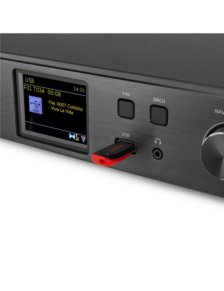 Brescia Receptor de Internet con Amplicador, DAB+ y reproductor CD Negro