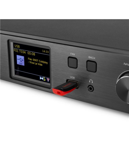 Brescia Receptor de Internet con Amplicador, DAB+ y reproductor CD Negro