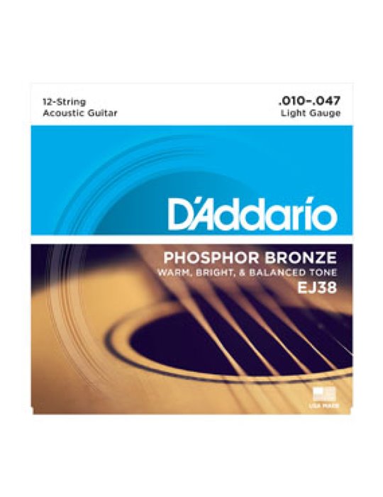 Juego 12 Cuerdas Guitarra Acústica D'Addario EJ-38 010-047