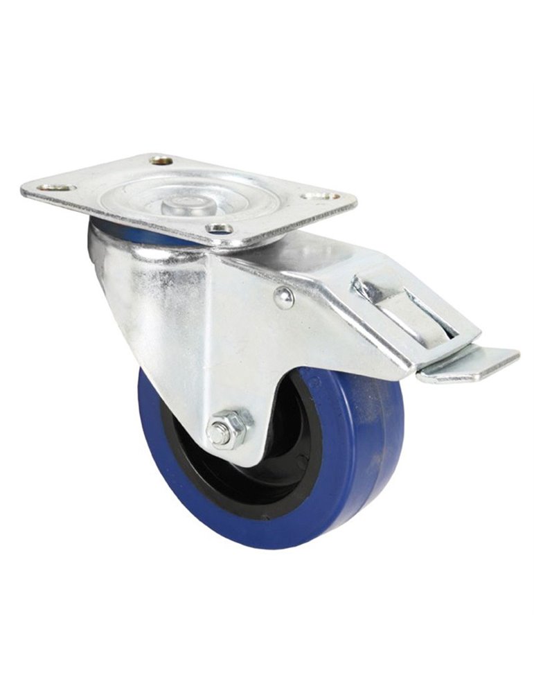 RUEDA 100 MM AZUL CON FRENO