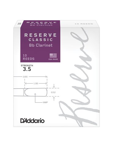 Caja 10 Cañas Clarinete Organic Reserve Classic by D'Addario 3½