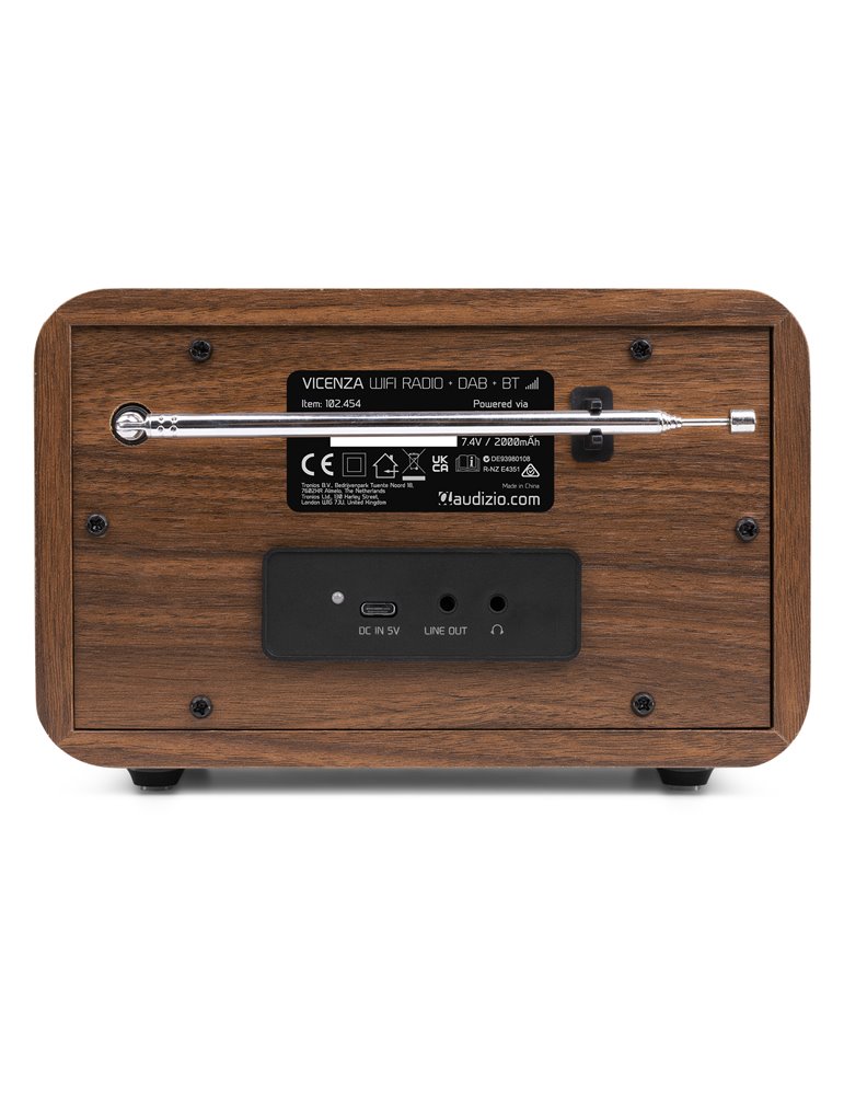 Vicenza WIFI Radio Internet con DAB+ y batería Wood