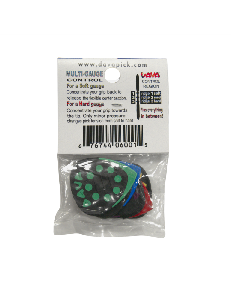 Bolsa 6 Púas Dava 6024 Control Grip Tips Delrin