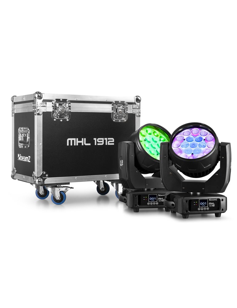MHL1912 LED Wash Cabezal móvil con Zoom 2pcs en Flightcase