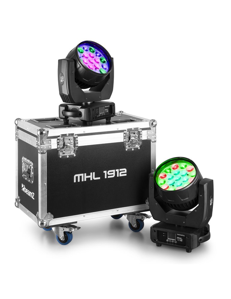MHL1912 LED Wash Cabezal móvil con Zoom 2pcs en Flightcase