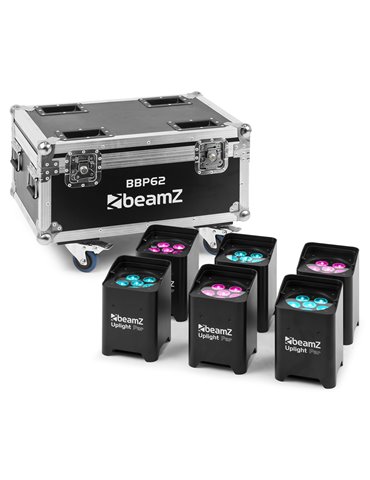 BBP62 Conjuntos focos Uplight, 6 focos Uplights (in/out) en Flightcase con cargador