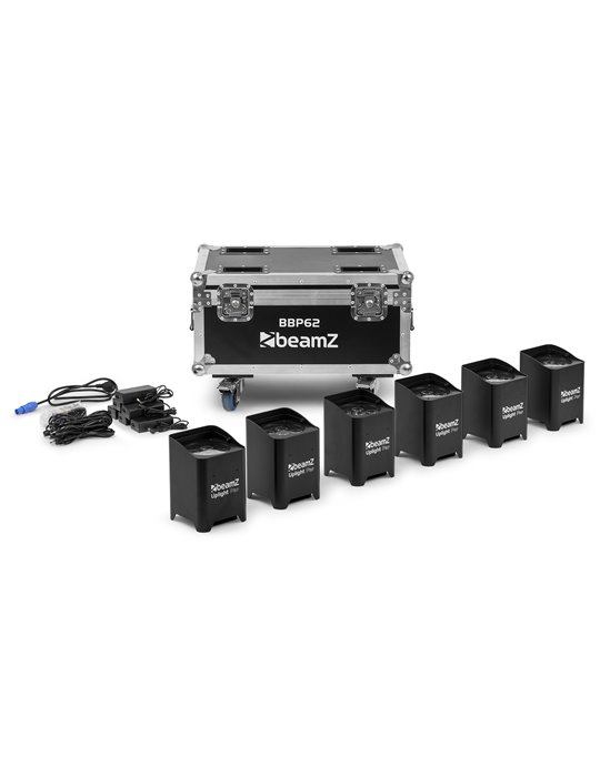 BBP62 Conjuntos focos Uplight, 6 focos Uplights (in/out) en Flightcase con cargador