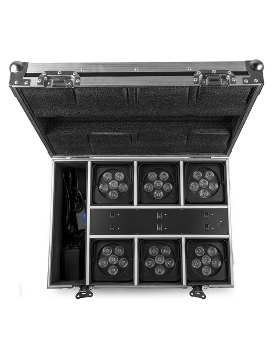 BBP62 Conjuntos focos Uplight, 6 focos Uplights (in/out) en Flightcase con cargador