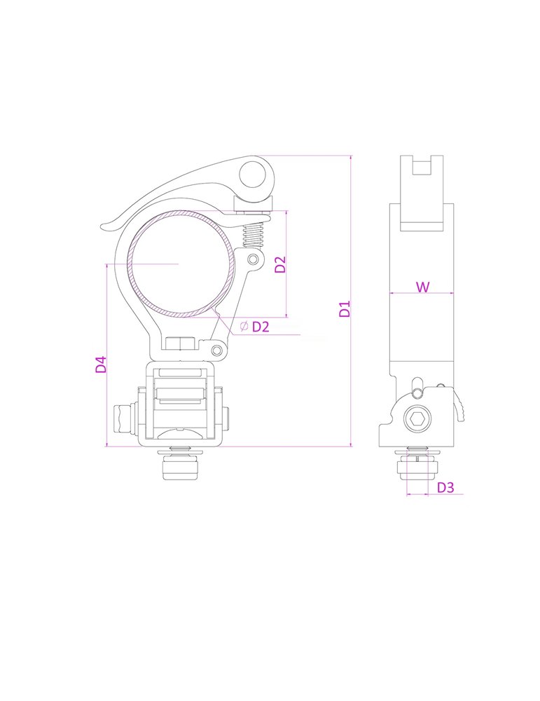BC50-50F Garra de agarre rápido tilt ajustable Alu