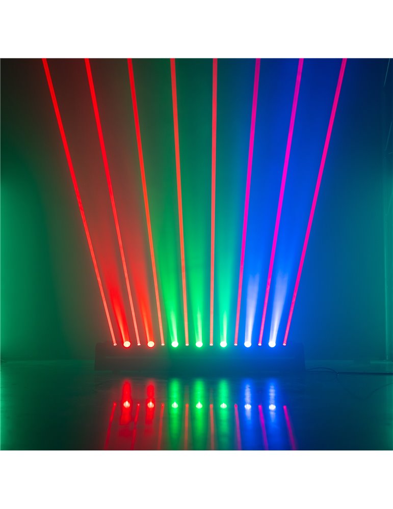 Barra móvil Hyaden con 7 LED y 8 rayos láser