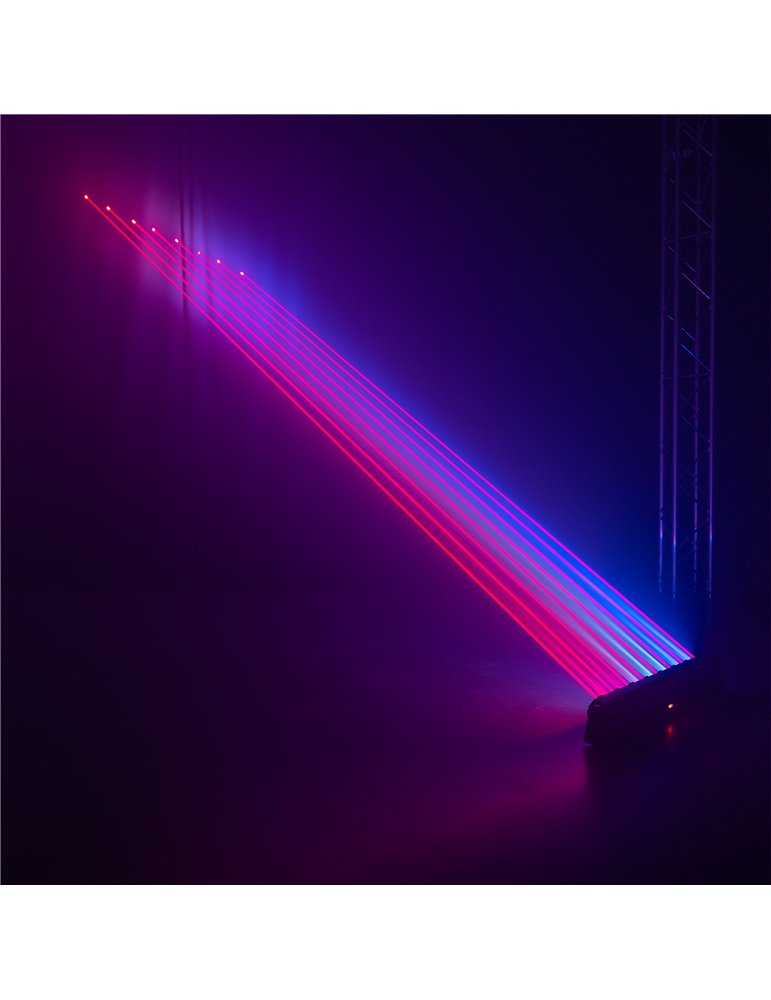 Barra móvil Hyaden con 7 LED y 8 rayos láser