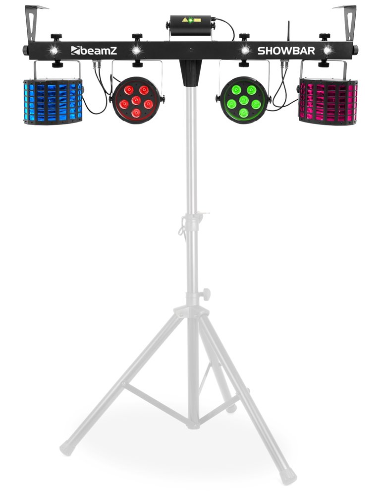 SHOWBAR con 2x Foco PAR, 2x Butterfly y Laser R/G DMX IRC