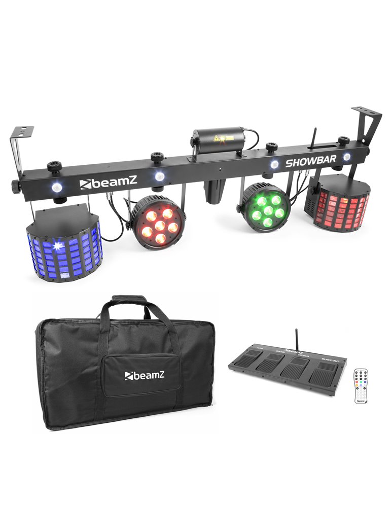 SHOWBAR con 2x Foco PAR, 2x Butterfly y Laser R/G DMX IRC