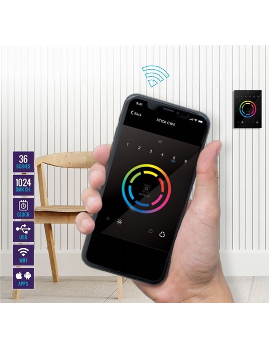 STICK-CW4 Interface WiFi DMX para montar en pared