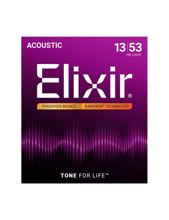 Juego Cuerdas Guitarra Acústica Elixir Ph Nanoweb HD 16182 (13-53)