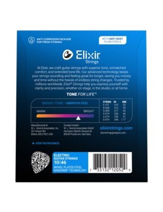 Juego Cuerdas Guitarra Eléctrica Elixir Nanoweb 12052 (010-046)