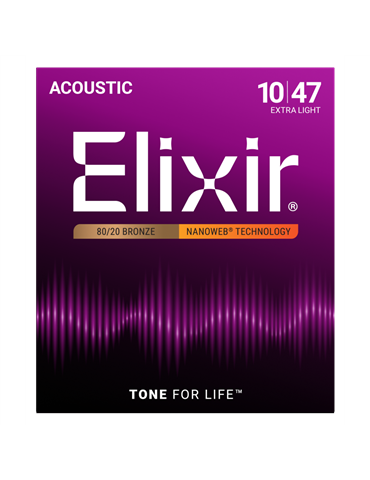 Juego Cuerdas Guitarra Acústica Elixir Nanoweb 11002 (10-47)