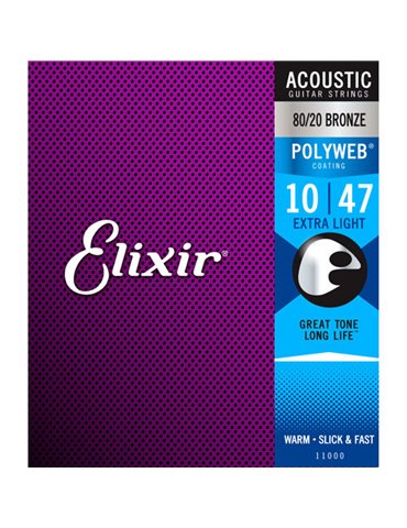 Juego Cuerdas Guitarra Acústica Elixir Polyweb 11000 (10-47)