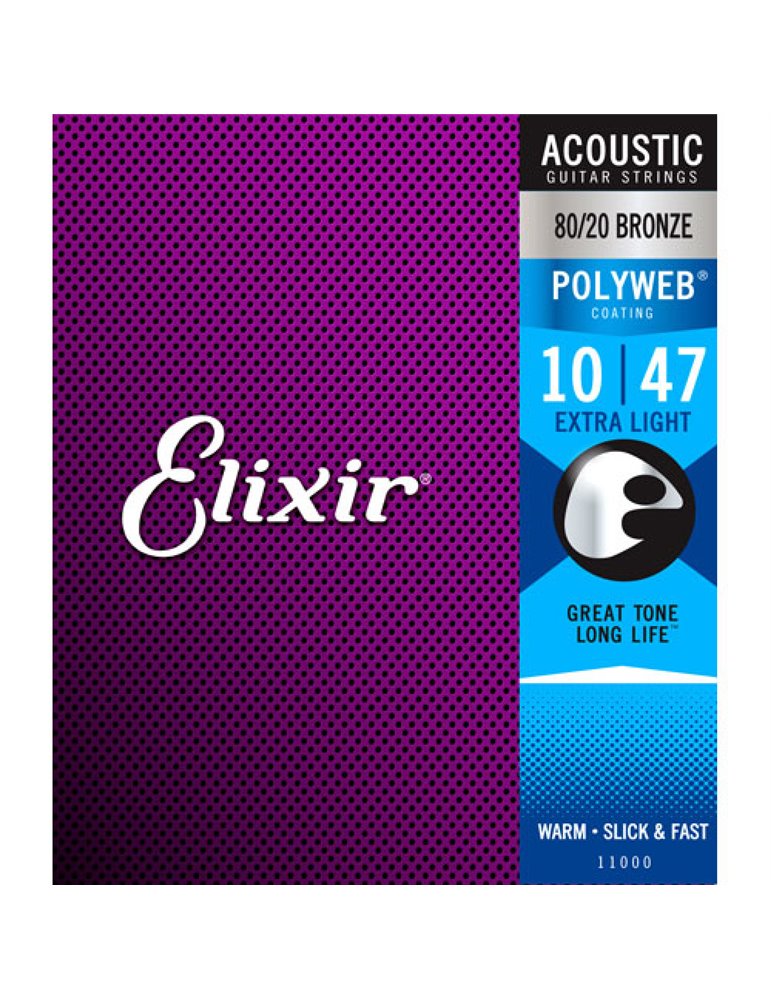 Juego Cuerdas Guitarra Acústica Elixir Polyweb 11000 (10-47)