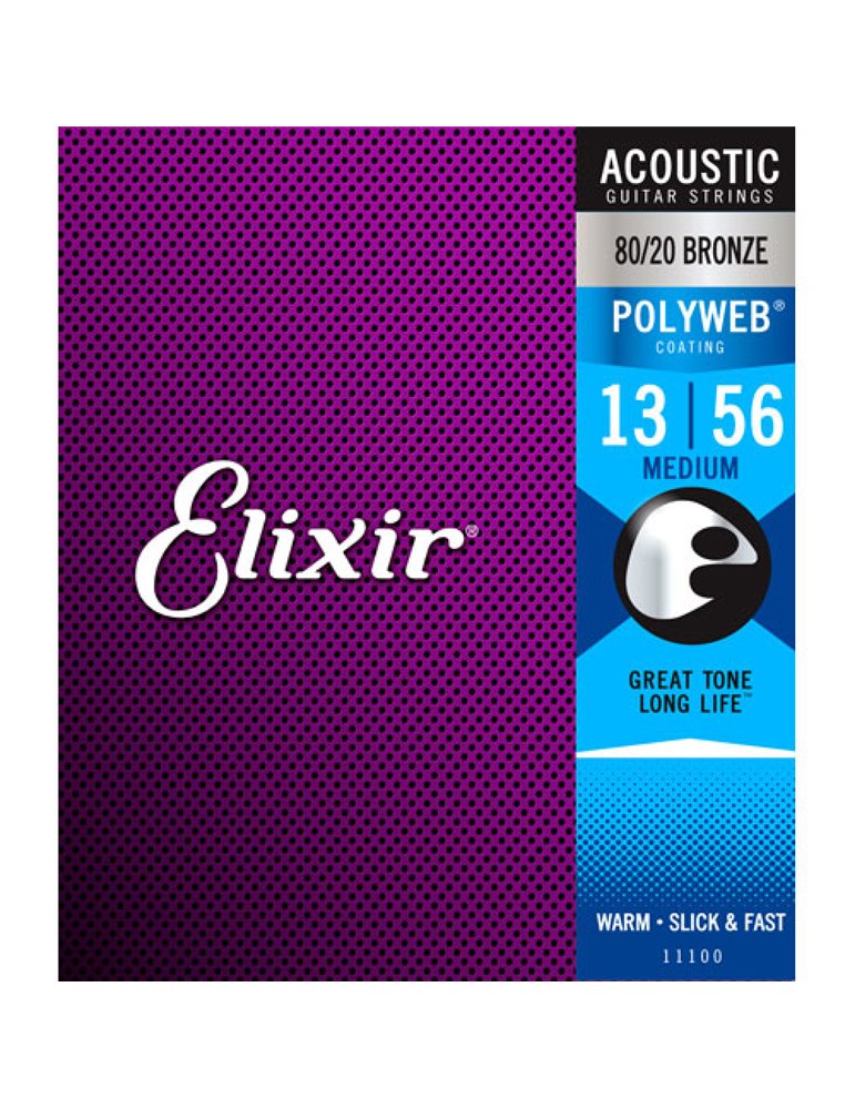 Juego Cuerdas Guitarra Acústica Elixir Polyweb 11100 (13-56)