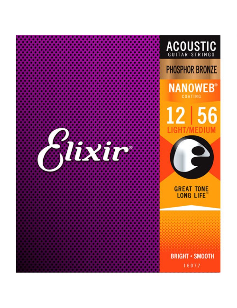 Juego Cuerdas Acústica Elixir Phosphor Nanoweb 16077 (12-56)