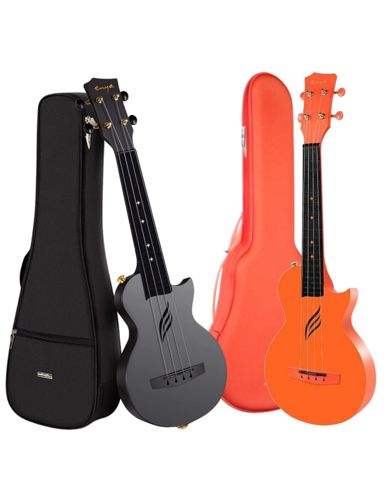 Pack completo 2 Ukeleles Enya Nova Naranja y Negro