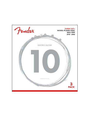 Pack 3 juegos Cuerdas Guitarra Eléctrica Fender 250-R 010-046