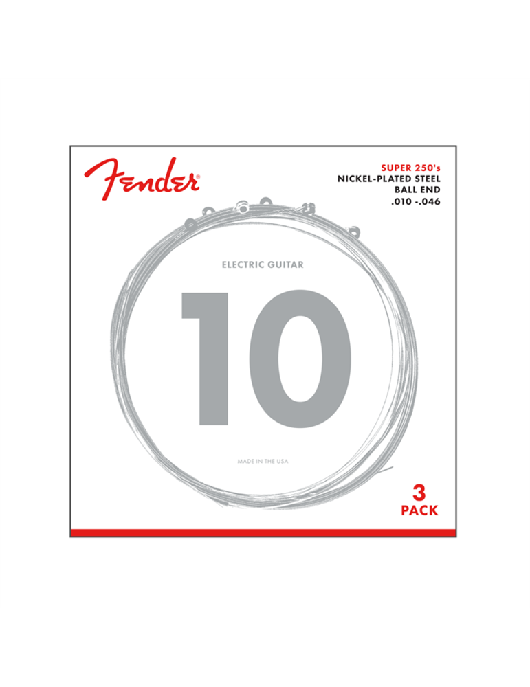 Pack 3 juegos Cuerdas Guitarra Eléctrica Fender 250-R 010-046