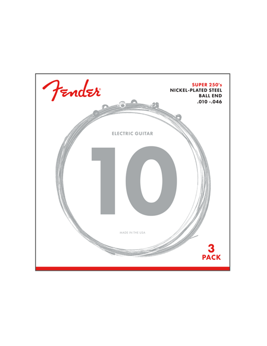 Pack 3 juegos Cuerdas Guitarra Eléctrica Fender 250-R 010-046