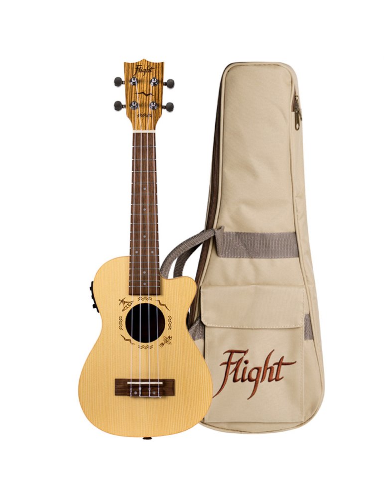 Ukelele Concert Flight DUC-328CEQ Designer Electroacustico Abeto/Zebr