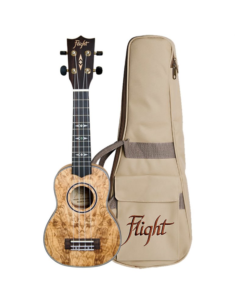 Ukelele Soprano Flight DUS-410QA Supernatural Quilted Ash