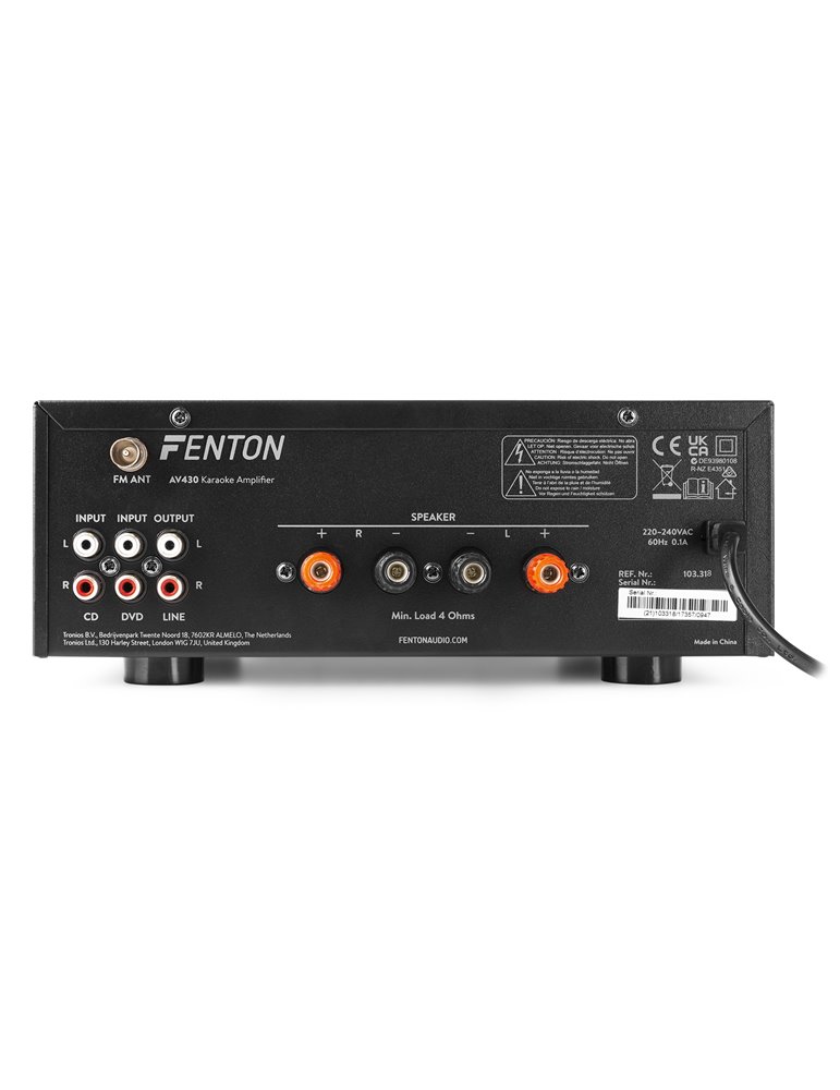 AV430B Amplificador HiFi 2x 300W Negro