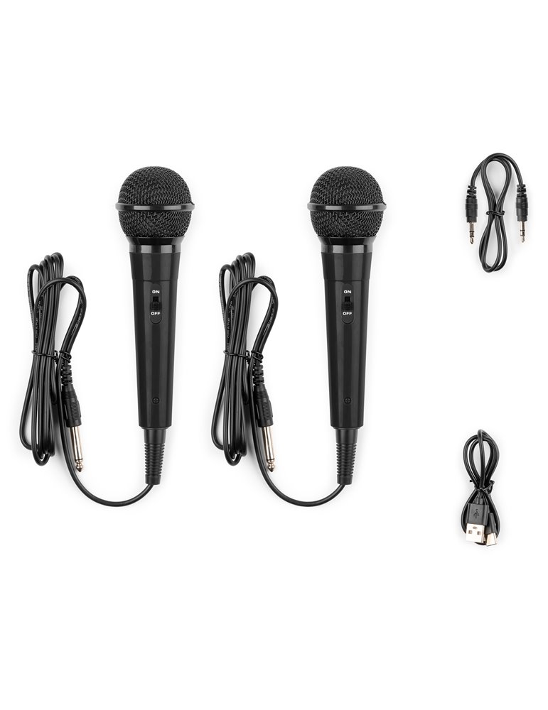 KAR15B Altavoz Karaoke con 2 micrófonos Negro