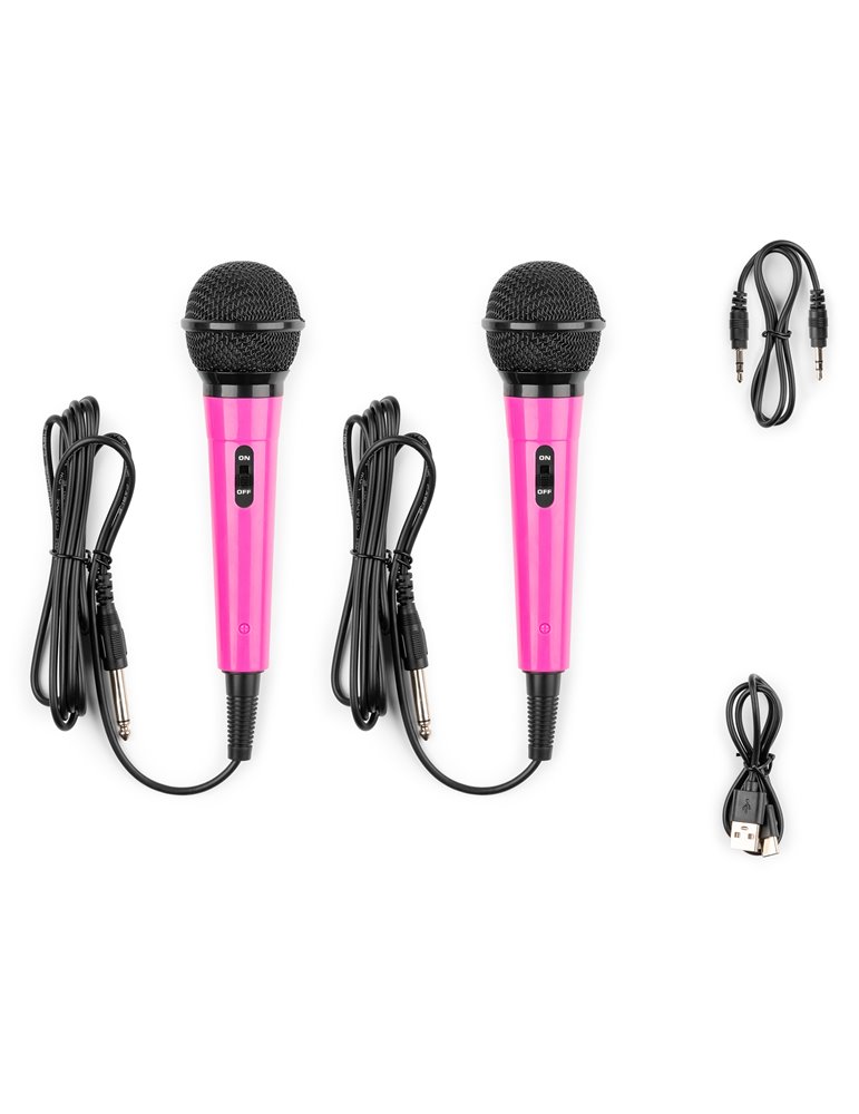KAR15P Altavoz Karaoke con 2 micrófonos Pink