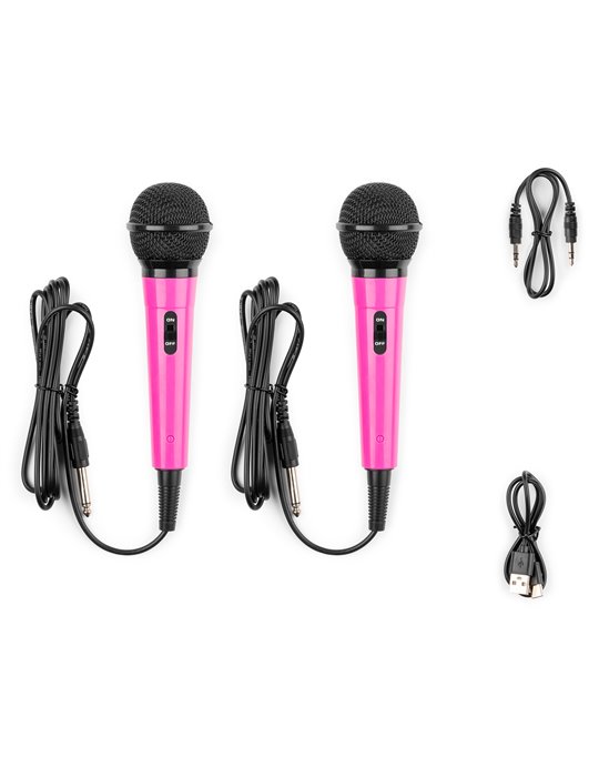 KAR15P Altavoz Karaoke con 2 micrófonos Pink