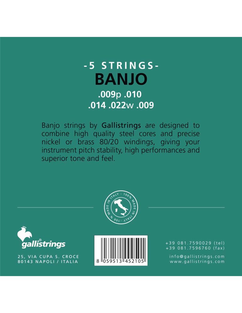 Juego Banjo 5 Cuerdas Galli G-210