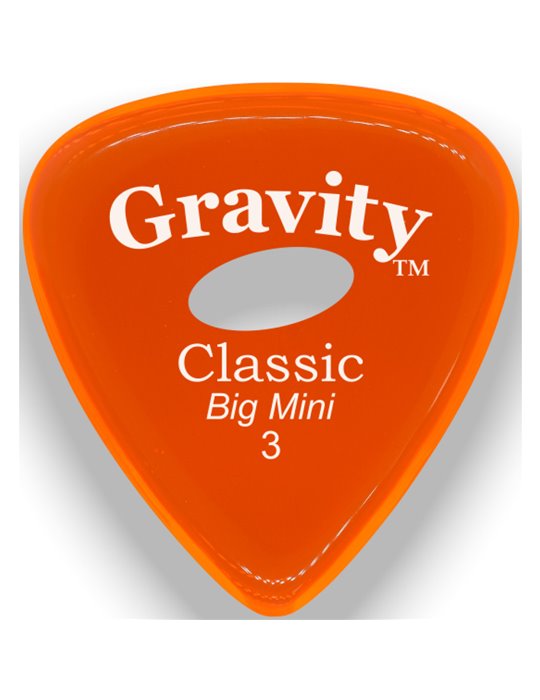 Púa Gravity Classic Big Mini 3.0mm Pulida Elipse Naranja GCLB3PE