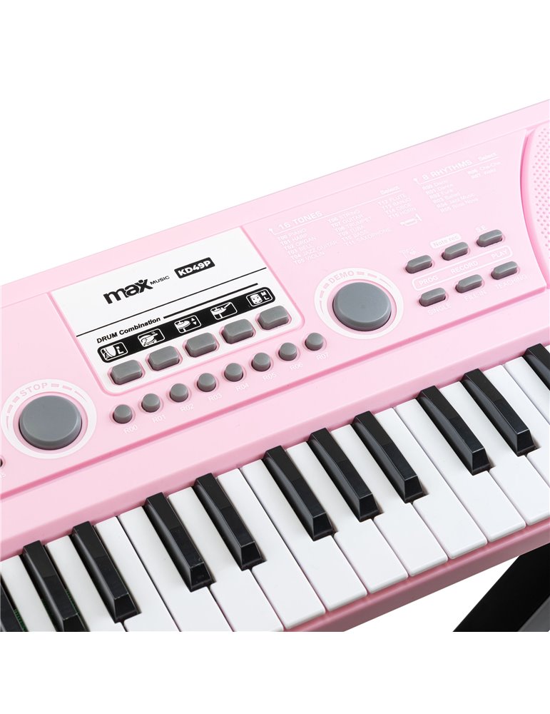 KD49P Teclado Electrónico 49 Teclas con Batería Rosa