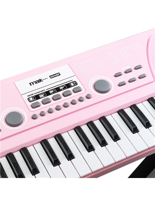 KD49P Teclado Electrónico 49 Teclas con Batería Rosa