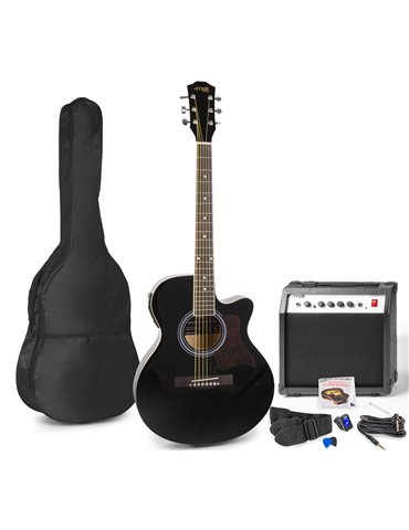 ShowKit Conjunto Guitarra Acústica Electrificada Negra