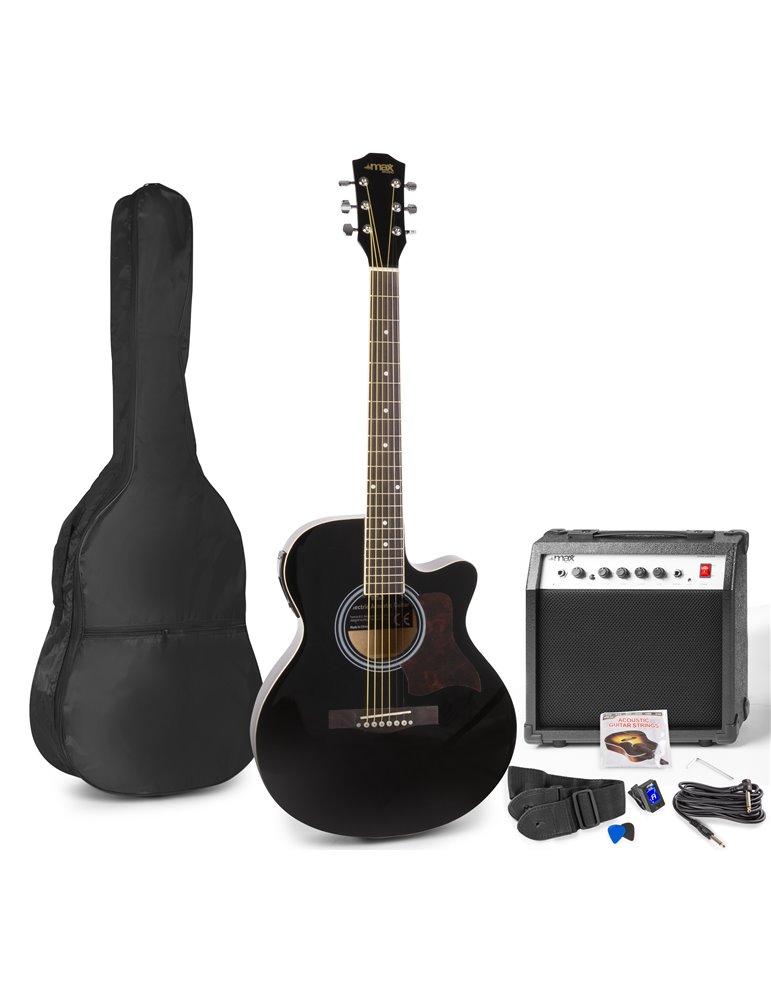 ShowKit Conjunto Guitarra Acústica Electrificada Negra