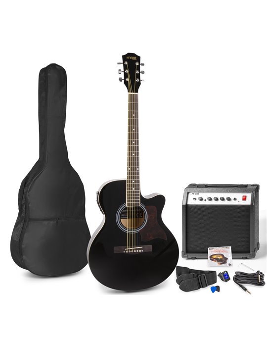 ShowKit Conjunto Guitarra Acústica Electrificada Negra