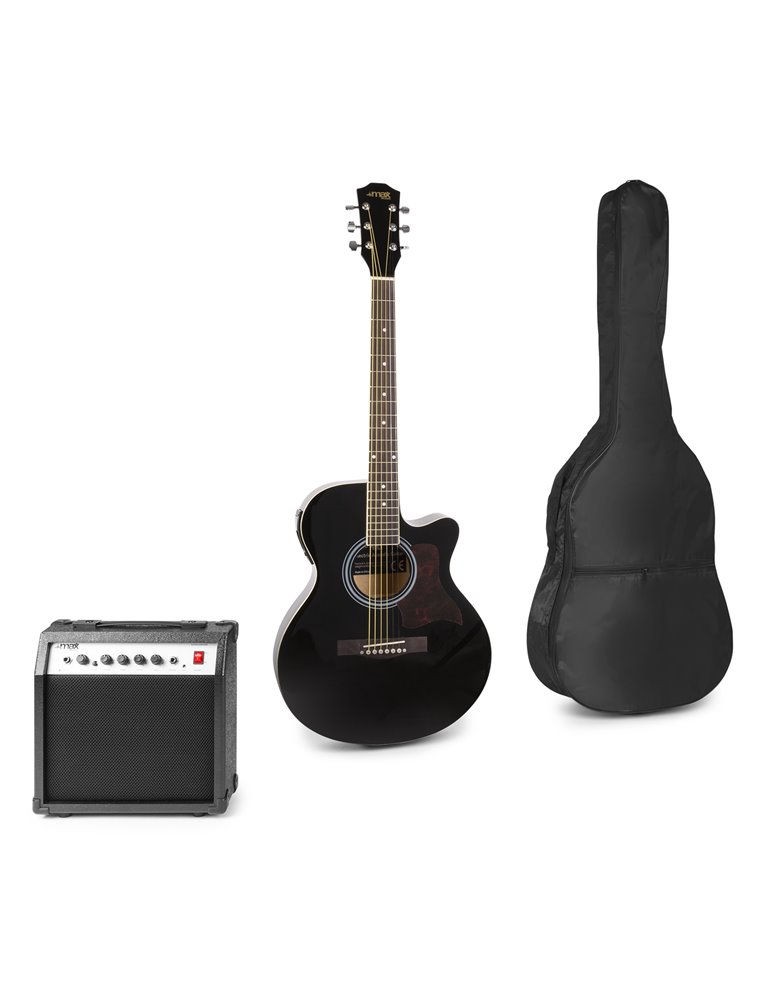 ShowKit Conjunto Guitarra Acústica Electrificada Negra