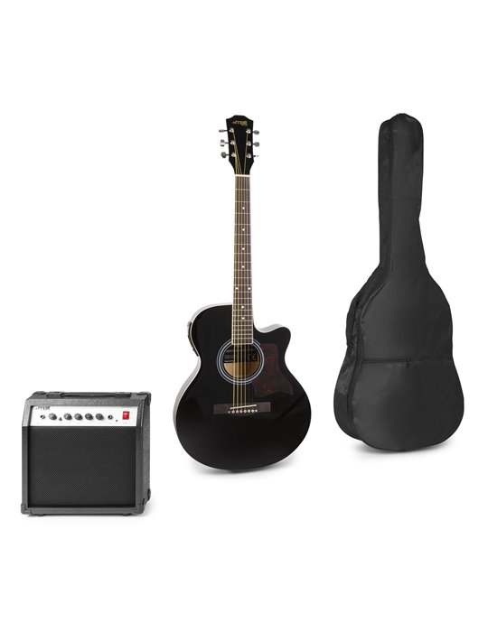 ShowKit Conjunto Guitarra Acústica Electrificada Negra
